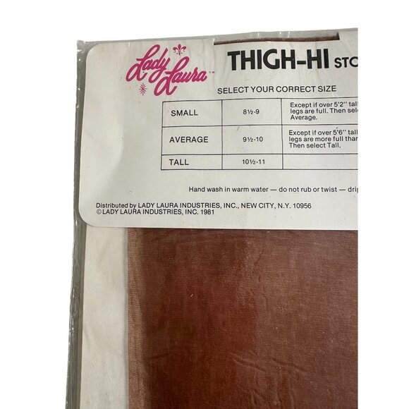 LADY LAURA Vintage 1981 Suntone Sandalfoot Thigh High Stockings One Size NEW NWT - Picture 2 of 6